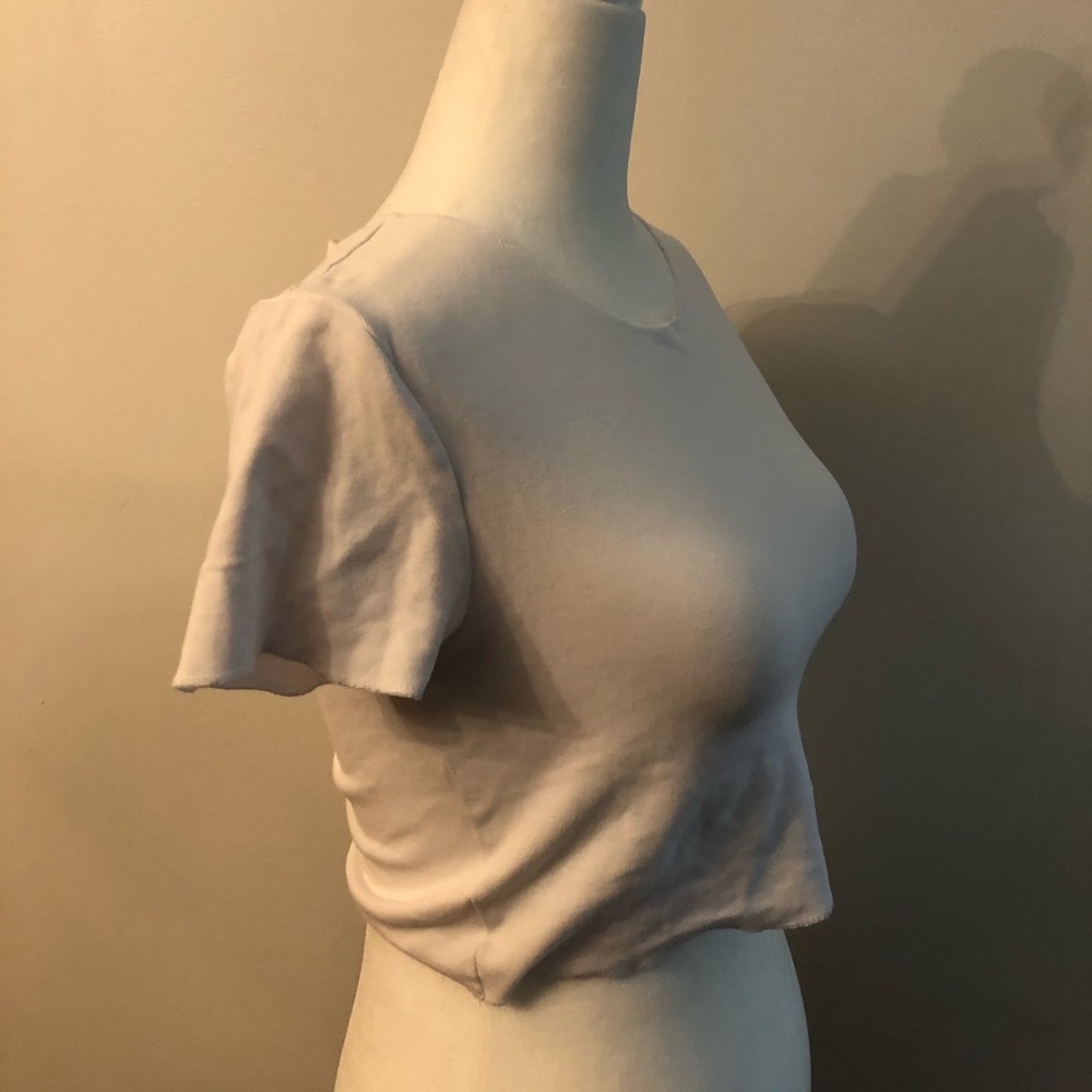 Zara White Knit Crop Tee